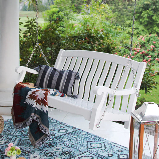 Mahogany White Porch Swing