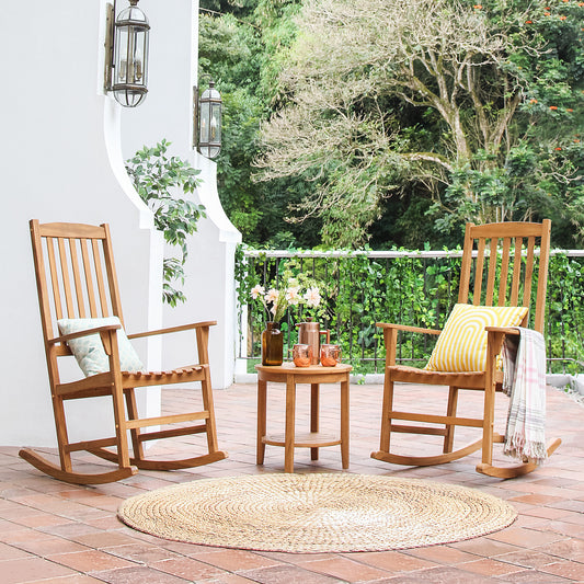 Teak Wood 3 Piece Rocking Conversation Set