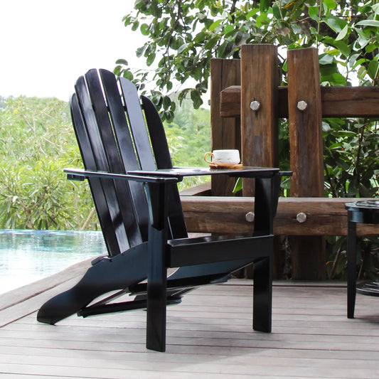 Mahogany Black Adirondack Chair with Tray Table