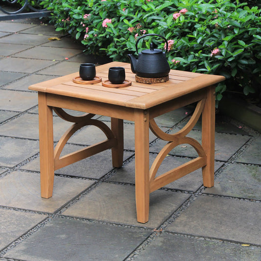 Teak Outdoor Side Table with Shelf