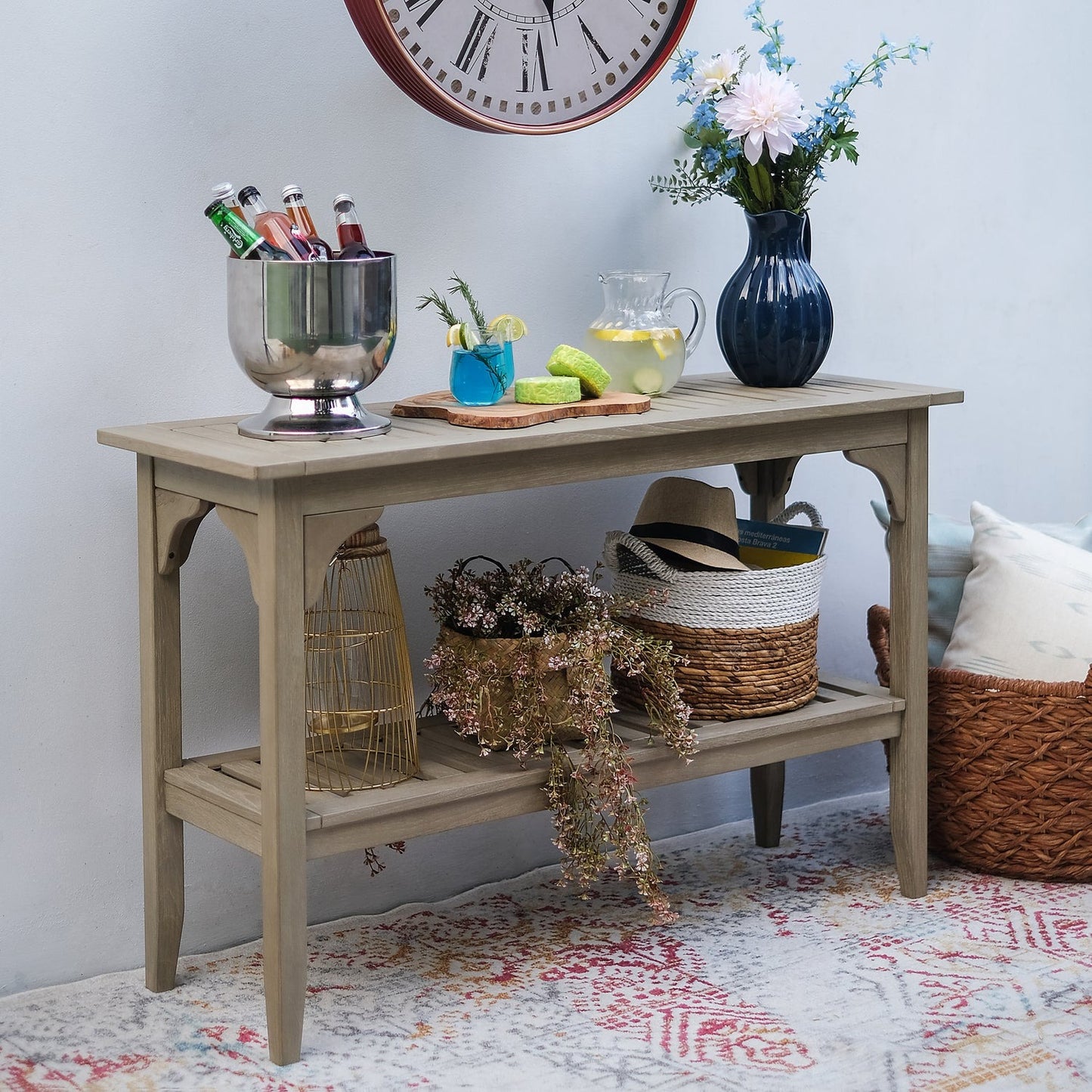 Weathered Teak Outdoor Console Table